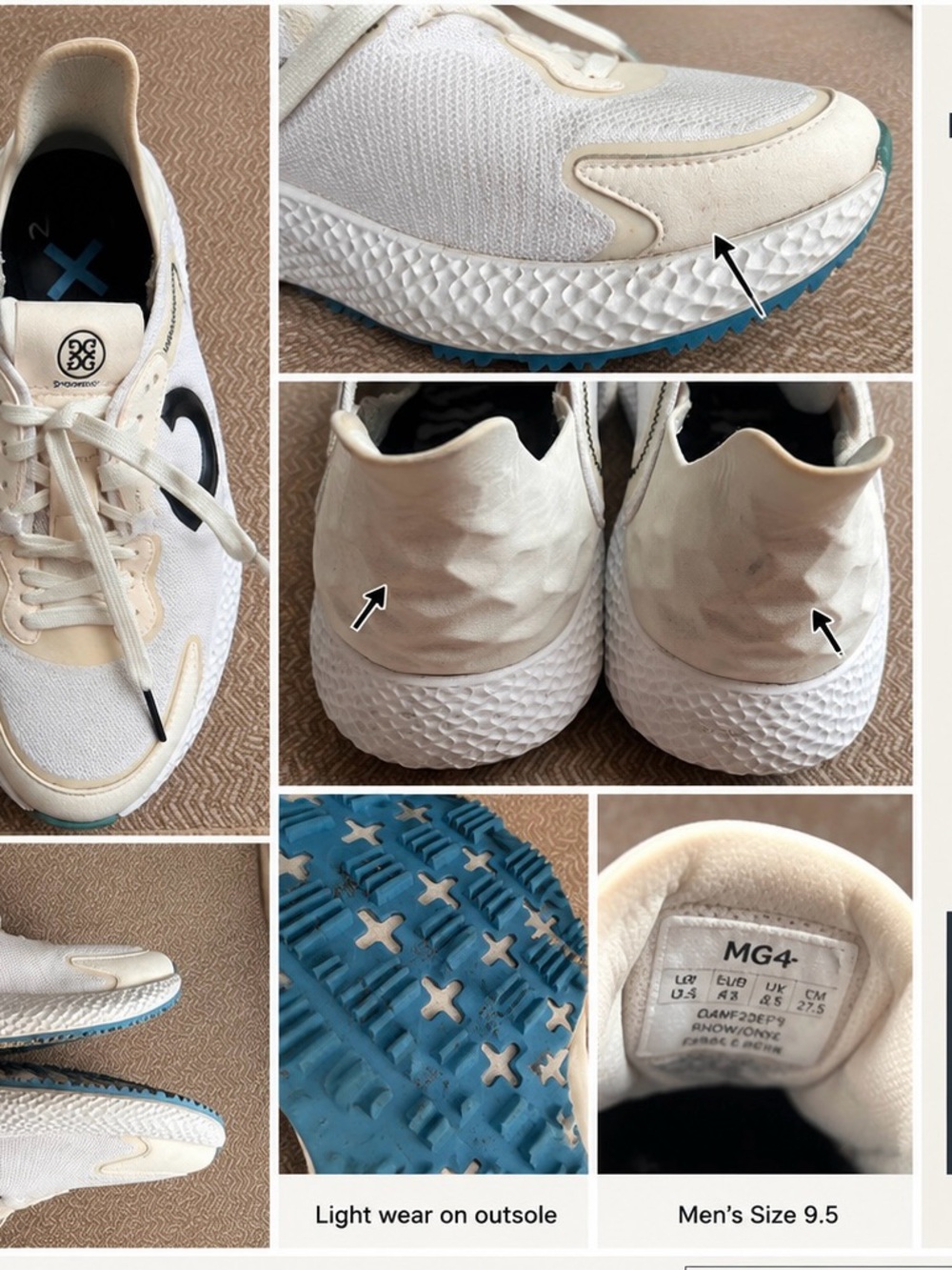 Men's MG4 Running Shoes in Cream/White w/ Blue Sole